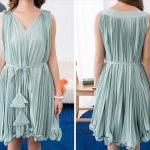 [gryxh3600274]sweet elegant pink Pleated chiffon dress--green