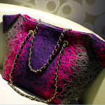 rainbow worsted shadow CONTRAST COLOR turned edge shoulder bag-corlorful