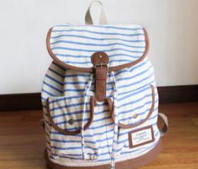 [grdx02122]cute vivi retro navy zebra stripe woman backpack/bag