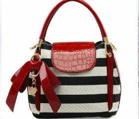 [grdx02075]fashion Bowknot Lovely zebras stripe woman handbag