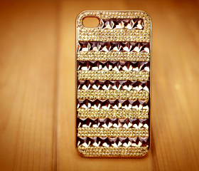 rhinestone chain stripe case for iphone 4/4s-deep color