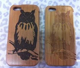 owl Walnut Hard Carve Wooden Case for Iphone 4/4s