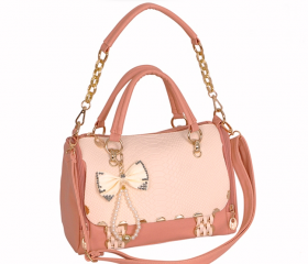 Alligator Pattern shoulder bowknot woman bag-light pink