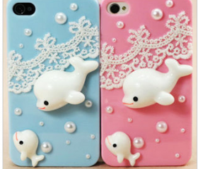 [gryxh3100021]cute whale lace case for iphone 4/4s