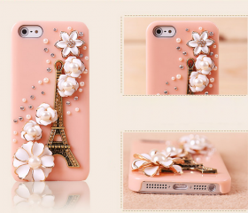 lovely retro flower pearl case for iphone5-pink