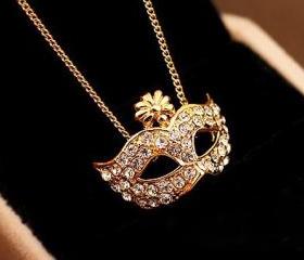 [gryxh3100200]mask retro palace Drill diamond Rhinestone necklace