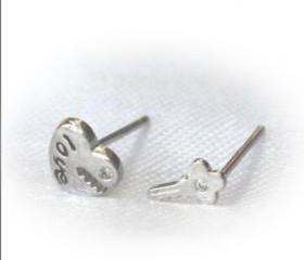 lock key letter LOVE earrings/Ear Ring/Stud