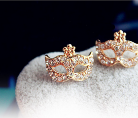 [gryxh3300015]lovely mask rivet flower ear stud