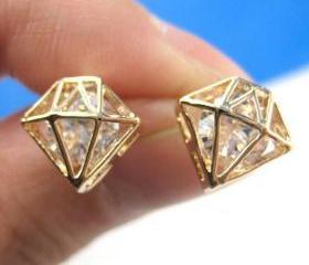 [gryxh3300450]diamond shaped Earrings/Ear Ring/Stud
