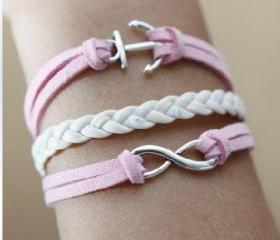 retro silvery Anchor romantic password Multilayer bracelet